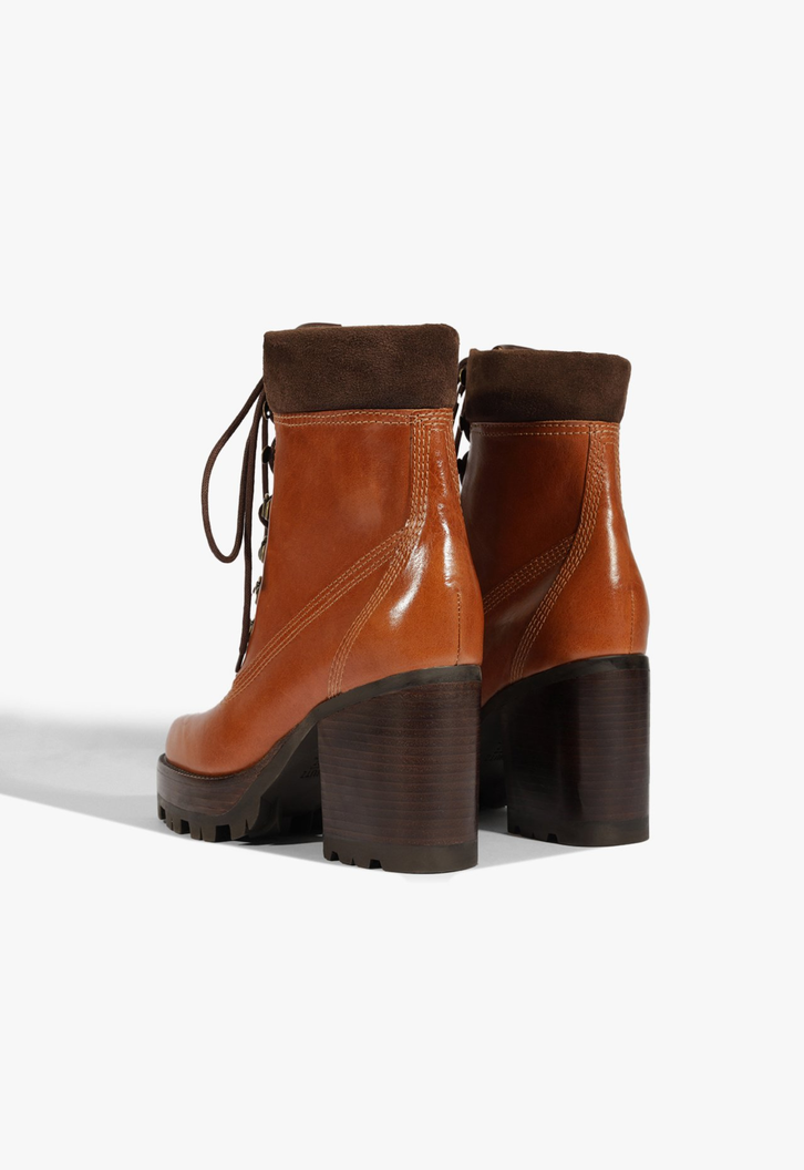 Bota Coturno 240 Lace Couro Marrom