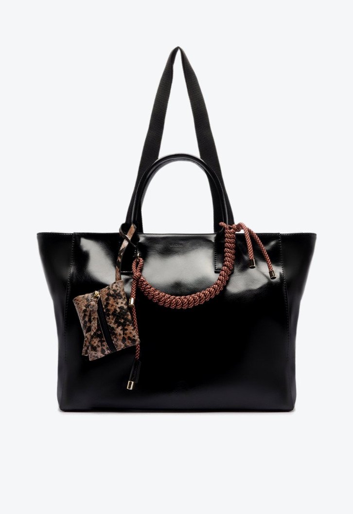 Bolsa Shopping Grande Verniz Preta