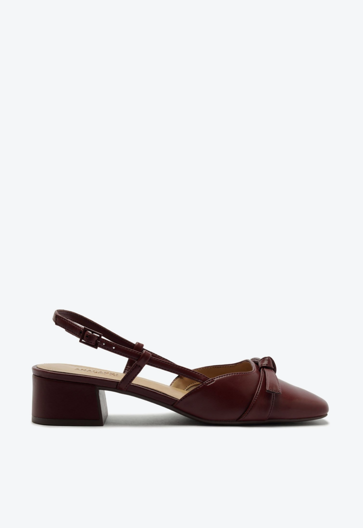 Scarpin Slingback Com Laço Vermelho