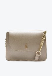 Bolsa Tiracolo Pequena Texturizada Dourada
