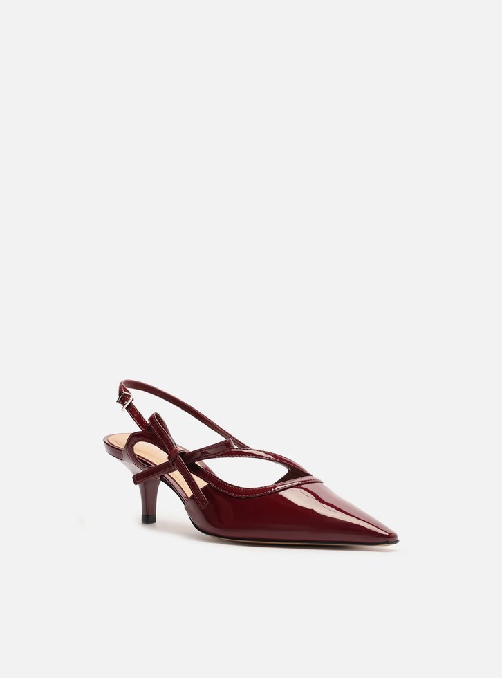 Scarpin Vermelho Salto Fino Slingback Laço