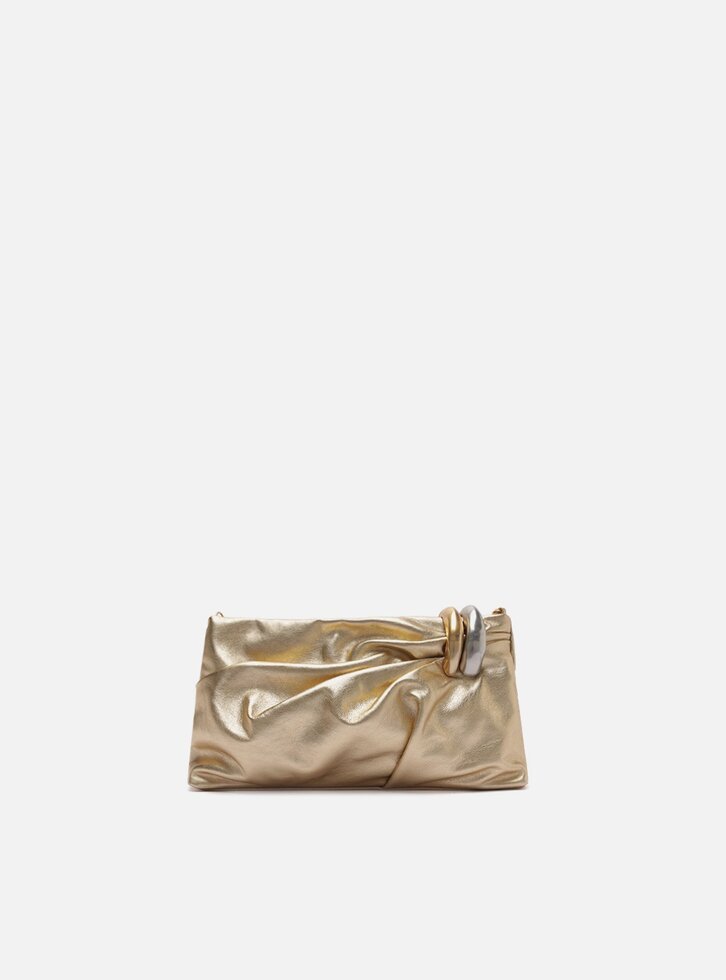 Bolsa Clutch Dourada Couro