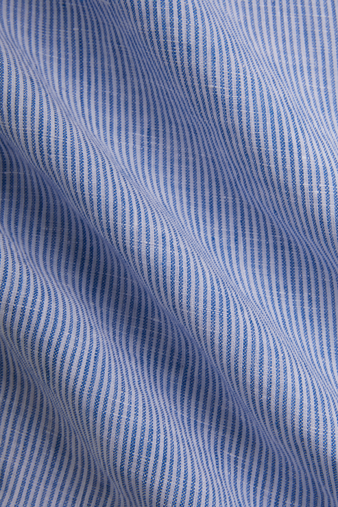 Camisa Roma Linho Listrada Azul