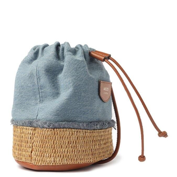 Bucket Arezzo Azul Jeans Palha Cecilia Pequena