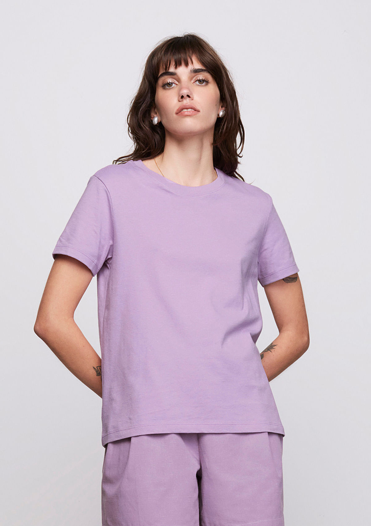 Blusa Lilás Dzarm Básica Manga Curta Em Malha