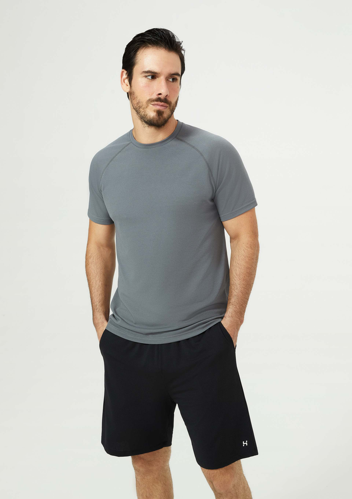Camiseta Cinza Hering Esportiva Masculina Manga Curta Raglan