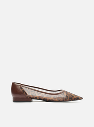 Sapatilha Animal Print Arezzo Tela Bico Fino