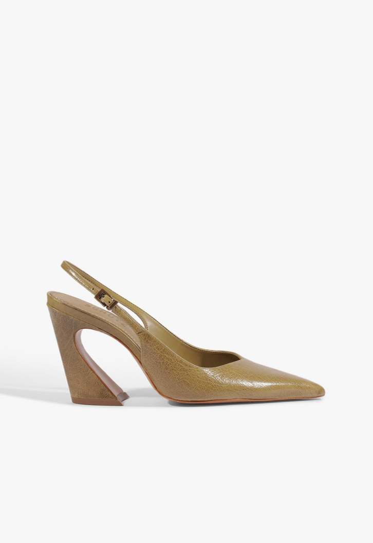 Scarpin Schutz Lexi Salto Médio Couro Verde Oliva | ZZ MALL