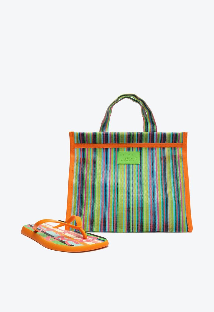 Kit Chinelo De Dedo Laranja Listras E Bag Fruttare Arezzo