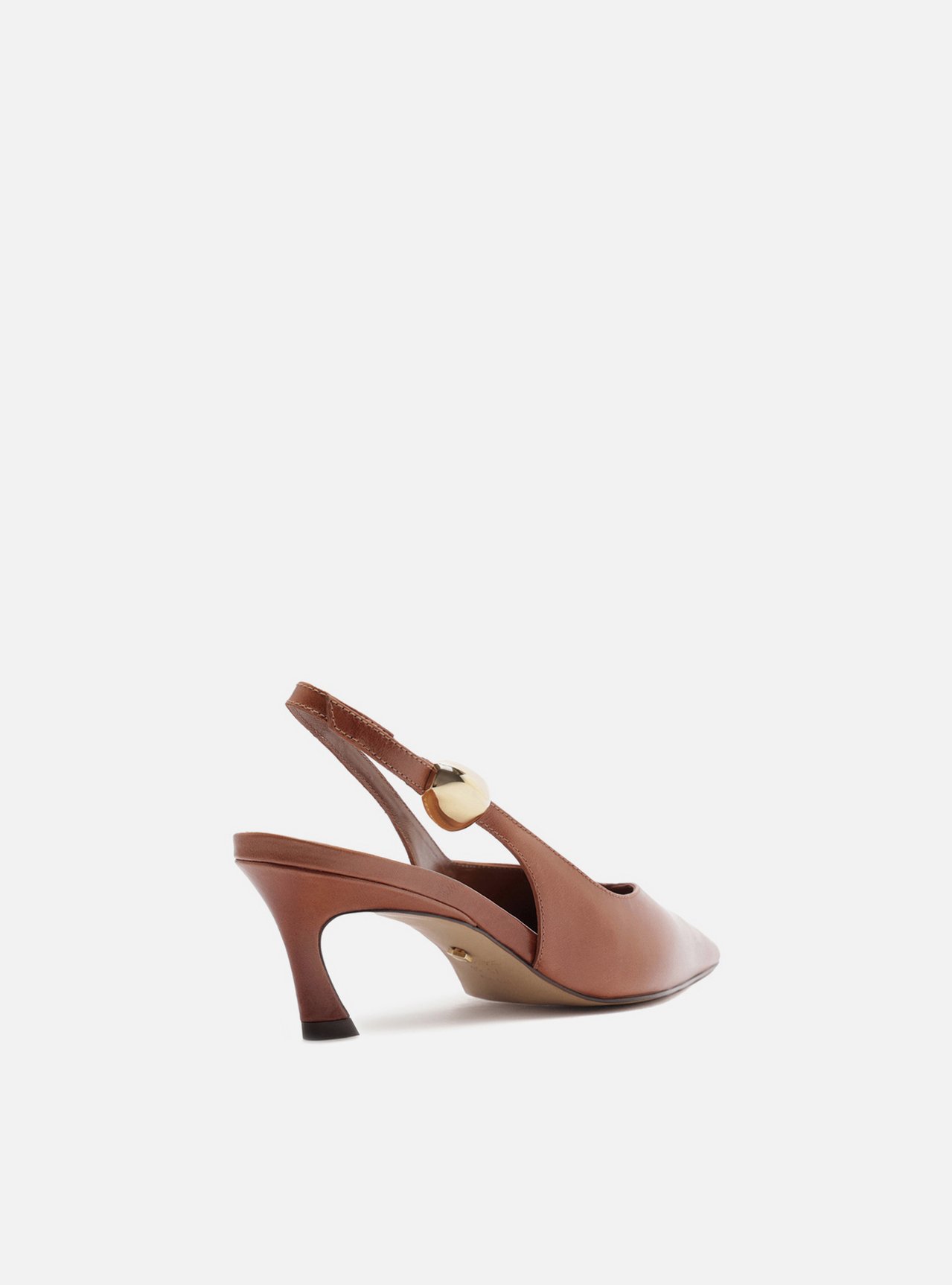 Scarpin Marrom Couro Salto Kitten Metal | ZZ MALL