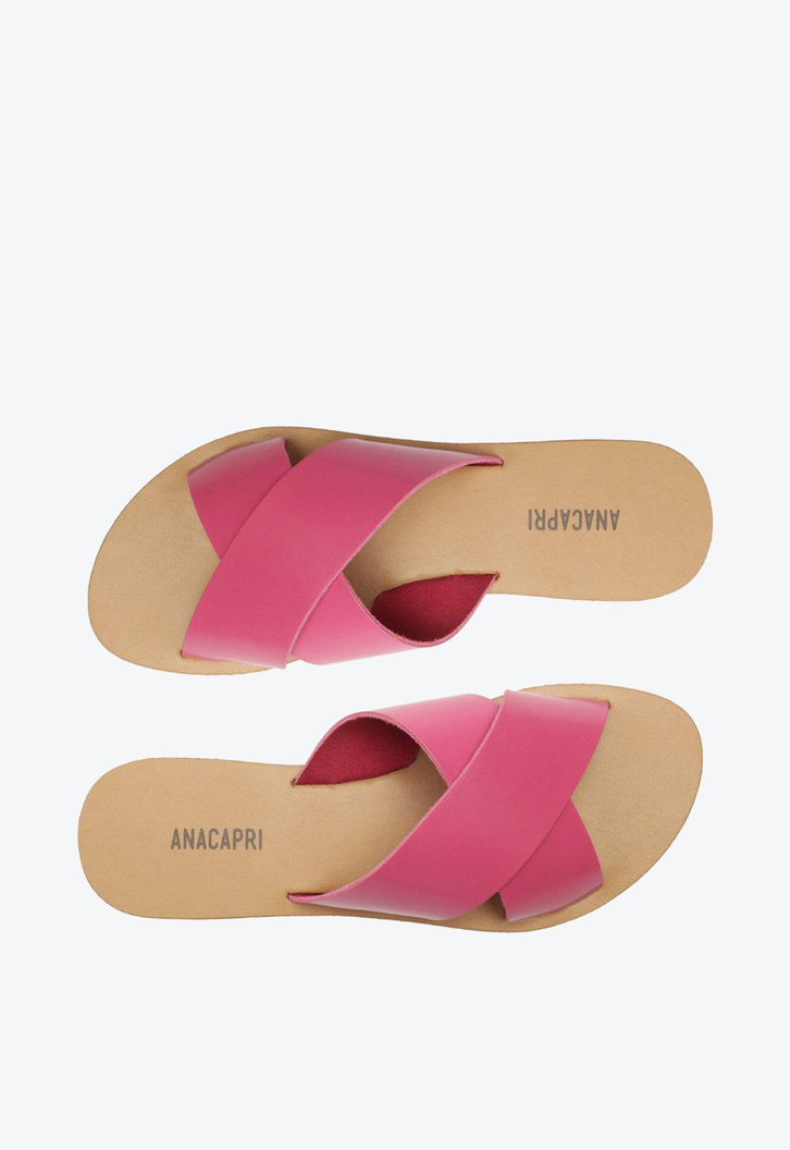 Rasteira Rosa Pink Anacapri Couro Tiras Cruzadas