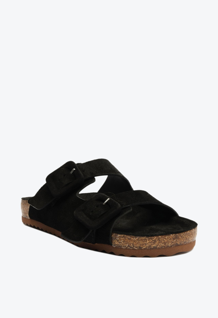 Sandália Papete Enola Suede Preta