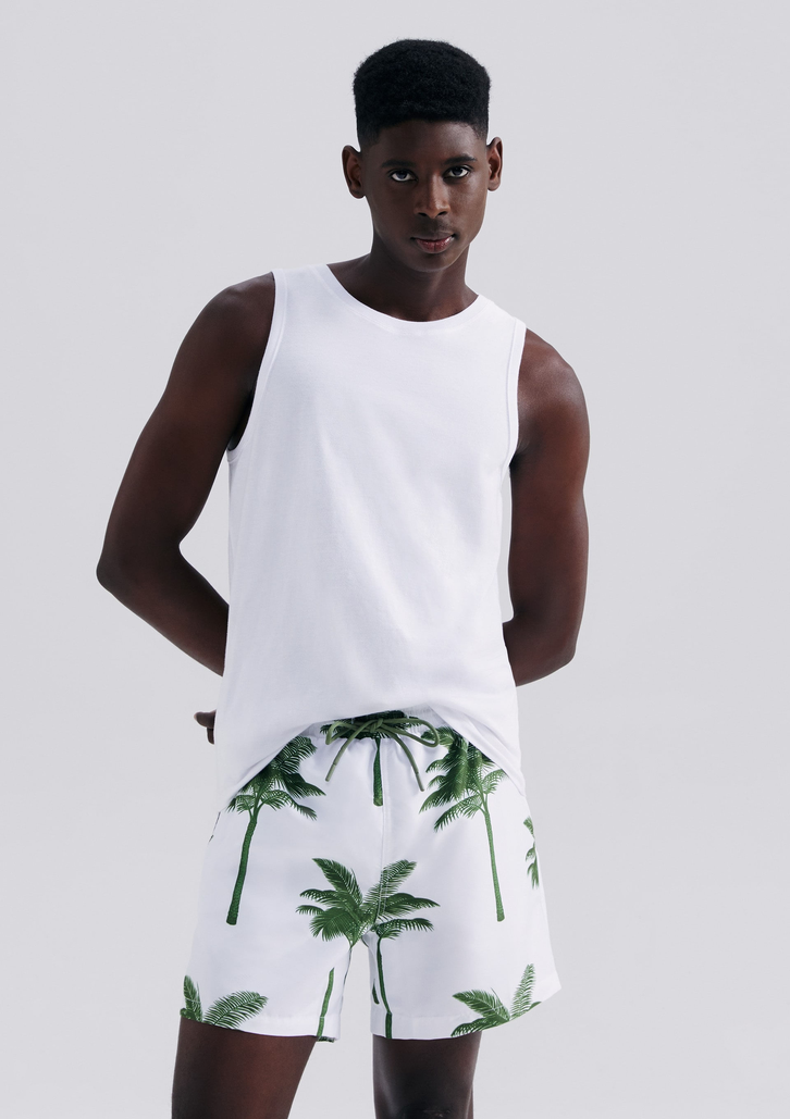 Shorts Branco Hering Praia Estampado