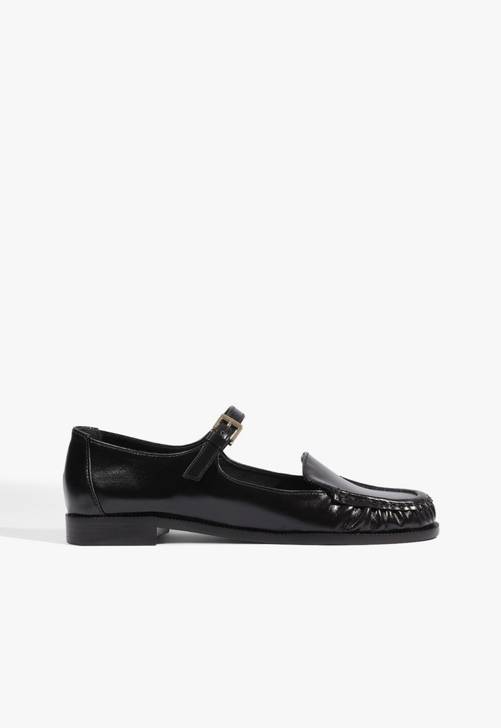 Mocassim Tyla Buckle Couro Preto