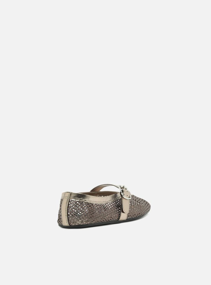 Sapatilha Boneca Bronze Tela Fivela