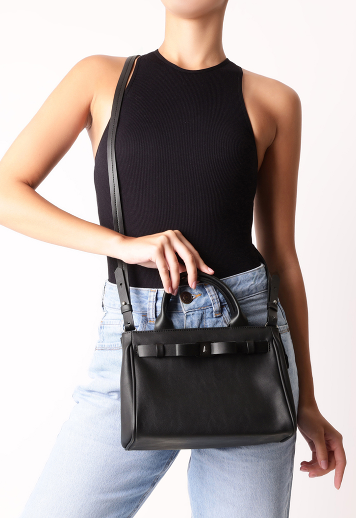 Bolsa Tote Preta Anacapri Média Laço