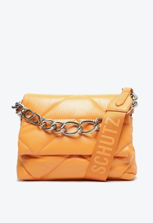 BOLSA TIRACOLO LARANJA SCHUTZ PEQUENA BARBARA COURO CORRENTE