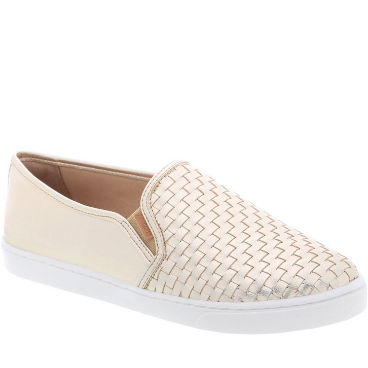 Tênis Slip On Gáspea Metalasse Texturizado Bege