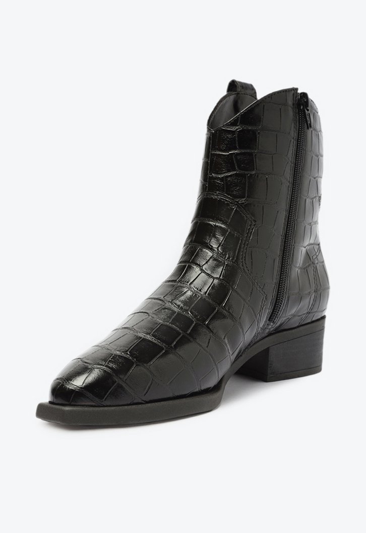 Bota Cano Curto Preta Western Croco