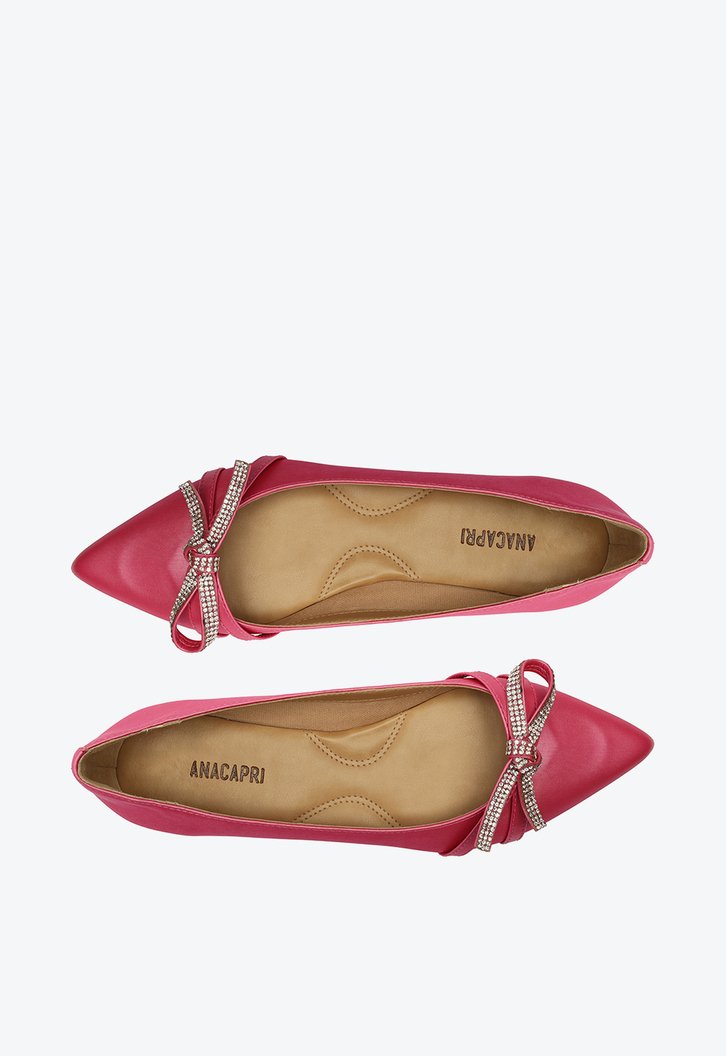 Sapatilha Bico Fino Rosa Laço Brilhos