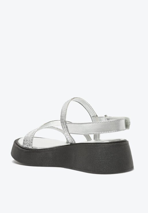 SANDÁLIA PAPETE PRATA SCHUTZ JODY FLATFORM