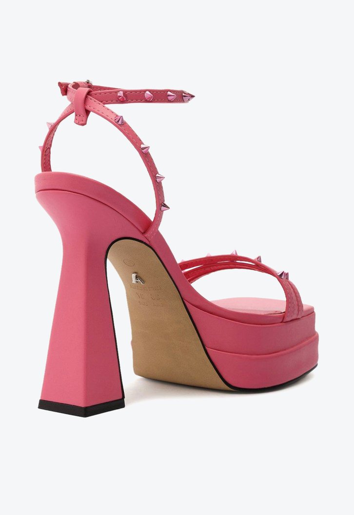 Sandália Meia Pata Rosa Arezzo Bico Quadrado Spikes