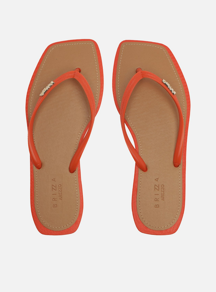 Chinelo Laranja Bico Quadrado