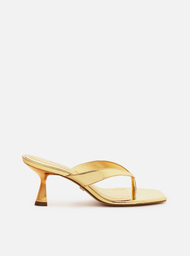 Sandália Dourada Arezzo Salto Fino Flip Flop