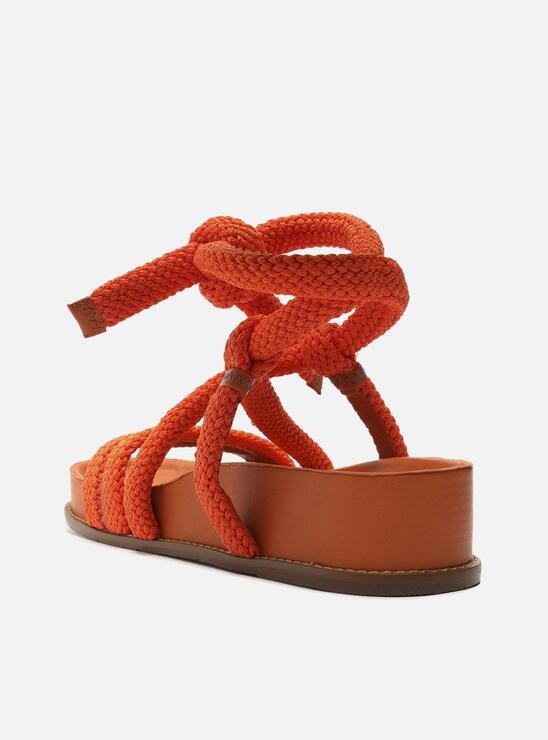 PAPETE LARANJA AREZZO TIRAS CORDÃO AMARRAÇÃO