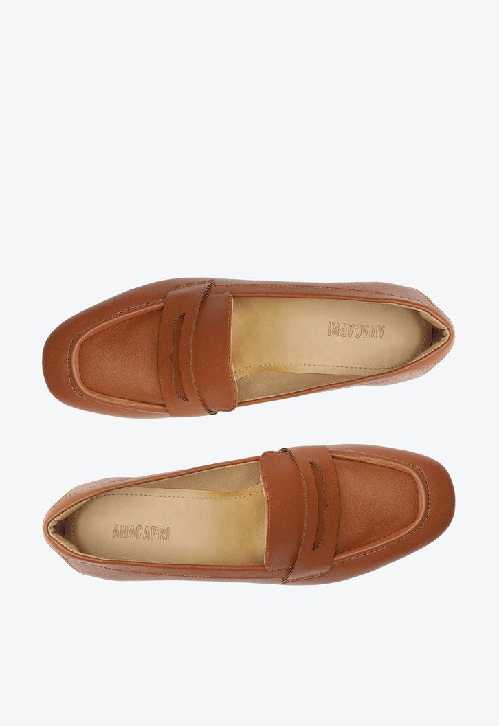 Mocassim Salto Bloco Loafer Marrom
