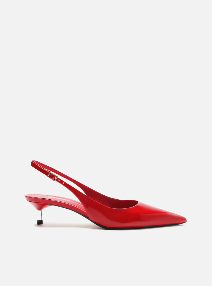 Scarpin Vermelho Arezzo Verniz Salto Kitten Slingback