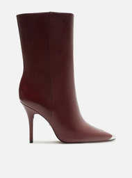 Bota Vermelha Arezzo Couro Salto Fino Cap Toe Metal