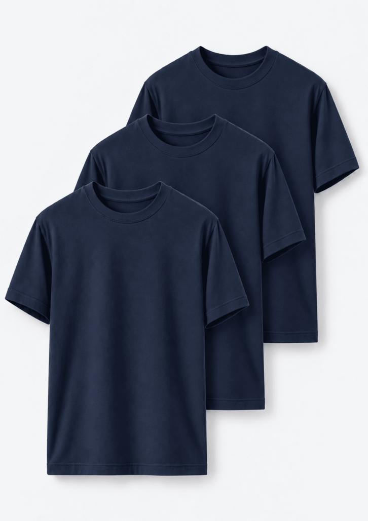 Kit 3 Camisetas Azul Médio Hering Básicas Masculinas Manga Curta Slim