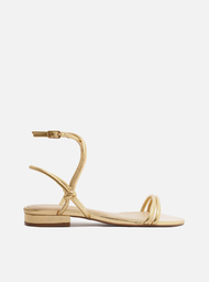 Sandália Rasteira Dourada Arezzo Tiras Knot
