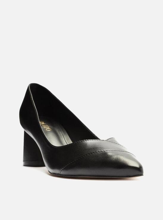 SCARPIN PRETO AREZZO COURO SALTO BLOCO GEOMÉTRICO