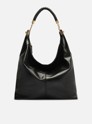 Bolsa Hobo Preta Arezzo Couro Grande Alça Metais