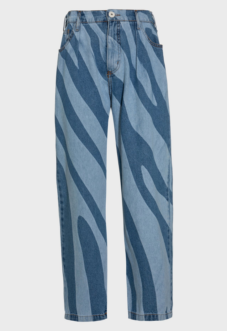 Calça Jeans Alexia Laser Zebra Azul Médio