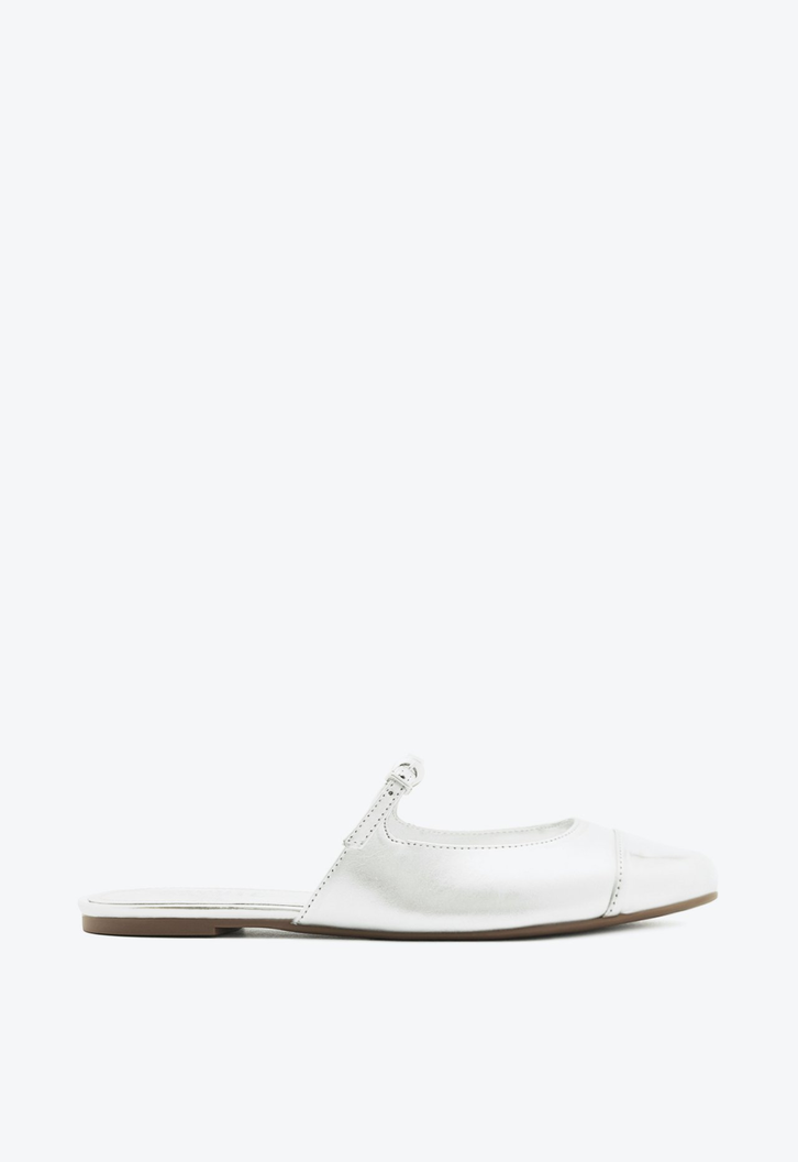 Sapato Mule Verniz Prata