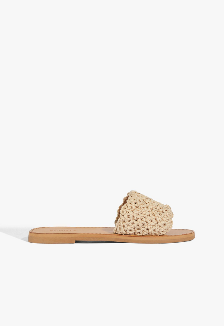 SANDALIA RASTEIRA SLIDE CROCHE BEGE