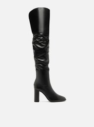 Bota Preta Arezzo Over The Knee Couro Salto Alto