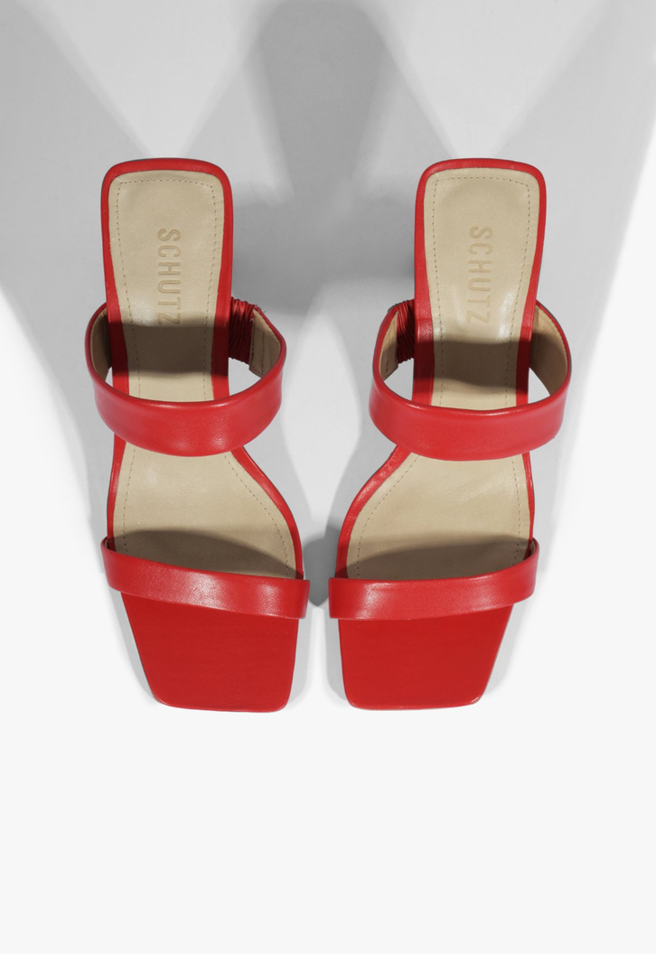 SANDÁLIA MULE SALTO BARRA VERMELHO