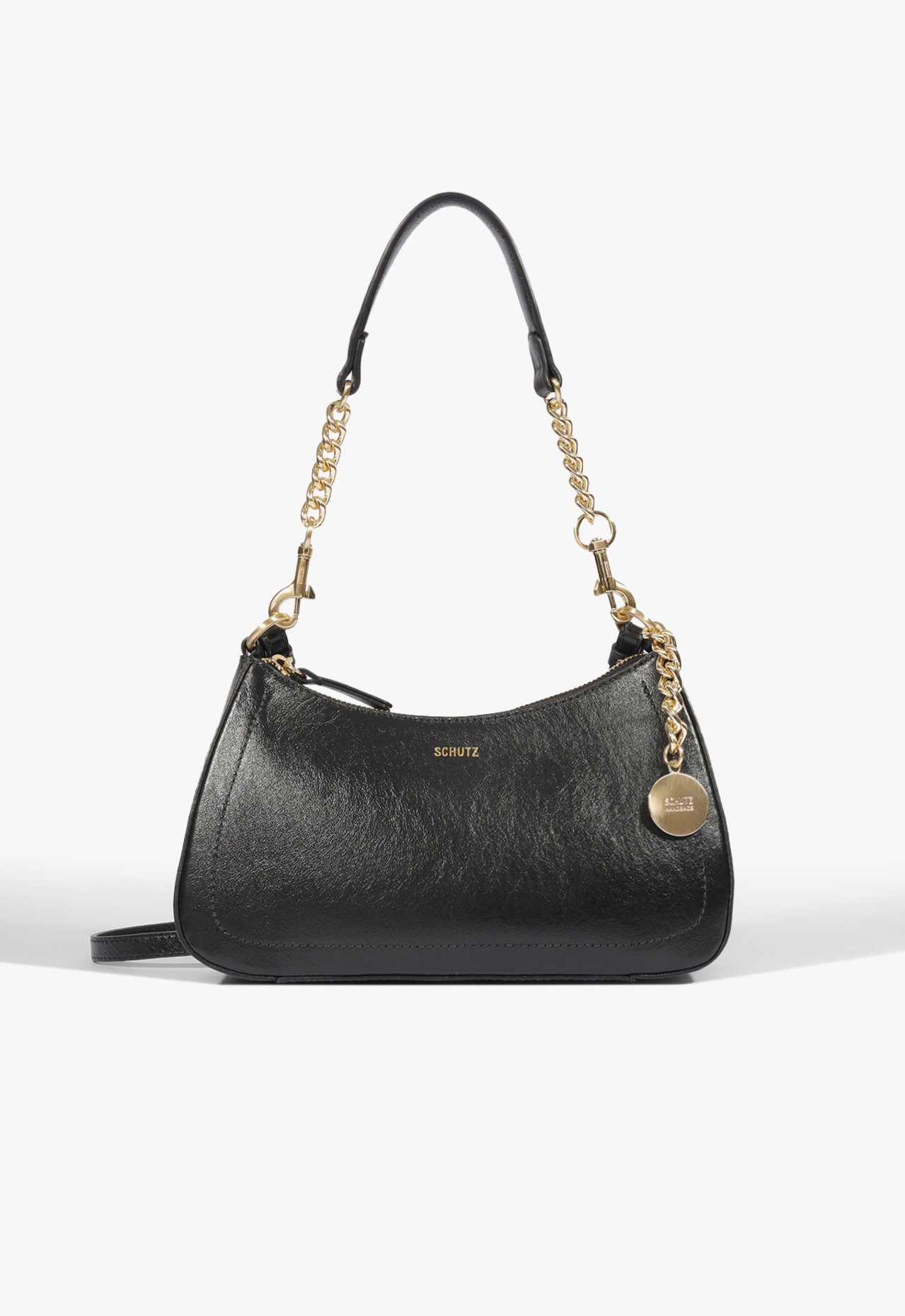 Bolsa Tiracolo Shoulder Elowen Média Couro Preta | ZZ MALL