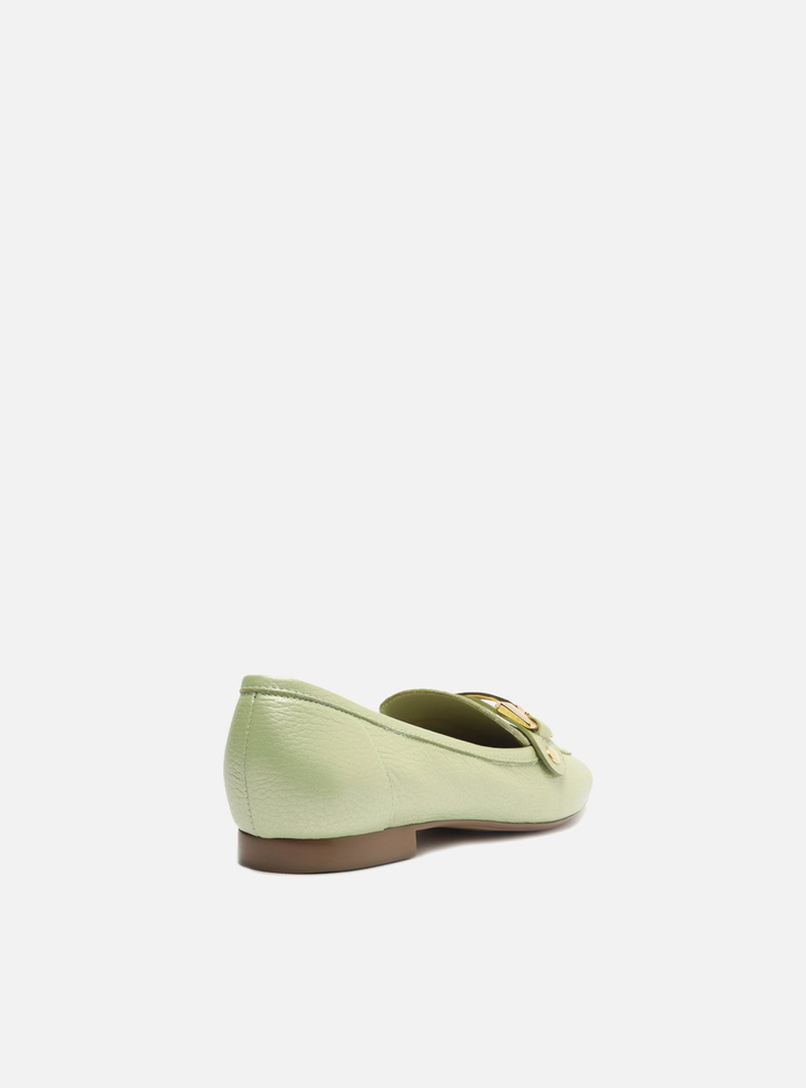 Loafer Verde Arezzo Couro Bridão Switch Com Troca De Bridão