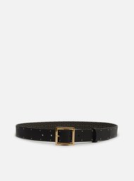 Cinto Preto Arezzo Couro Médio Fivela Metal Tachas