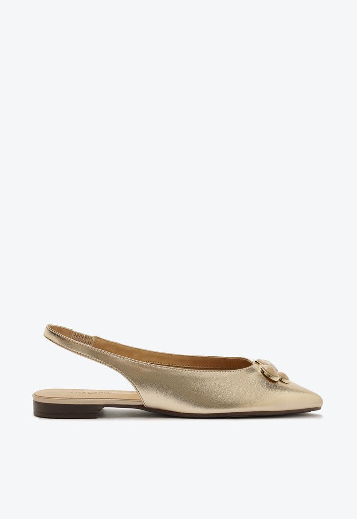 Sapatilha Slingback Pedraria Dourada