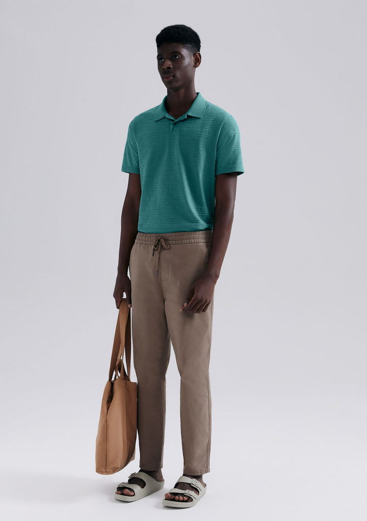 Camisa Polo Masculina Verde Hering Manga Curta Texturizada