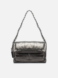 Bolsa Prata Couro Tiracolo Média