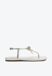 Sandália Rasteira Prata Anacapri Laço Strass