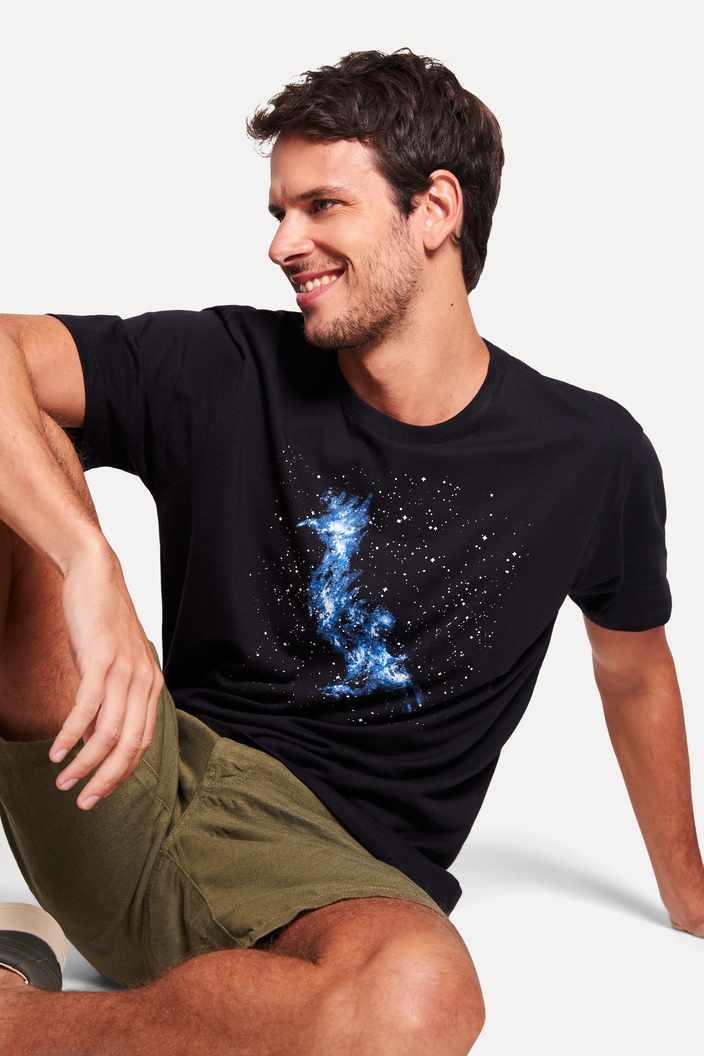 CAMISETA PRETA RESERVA ESTAMPADA PICA PAU NEBULA