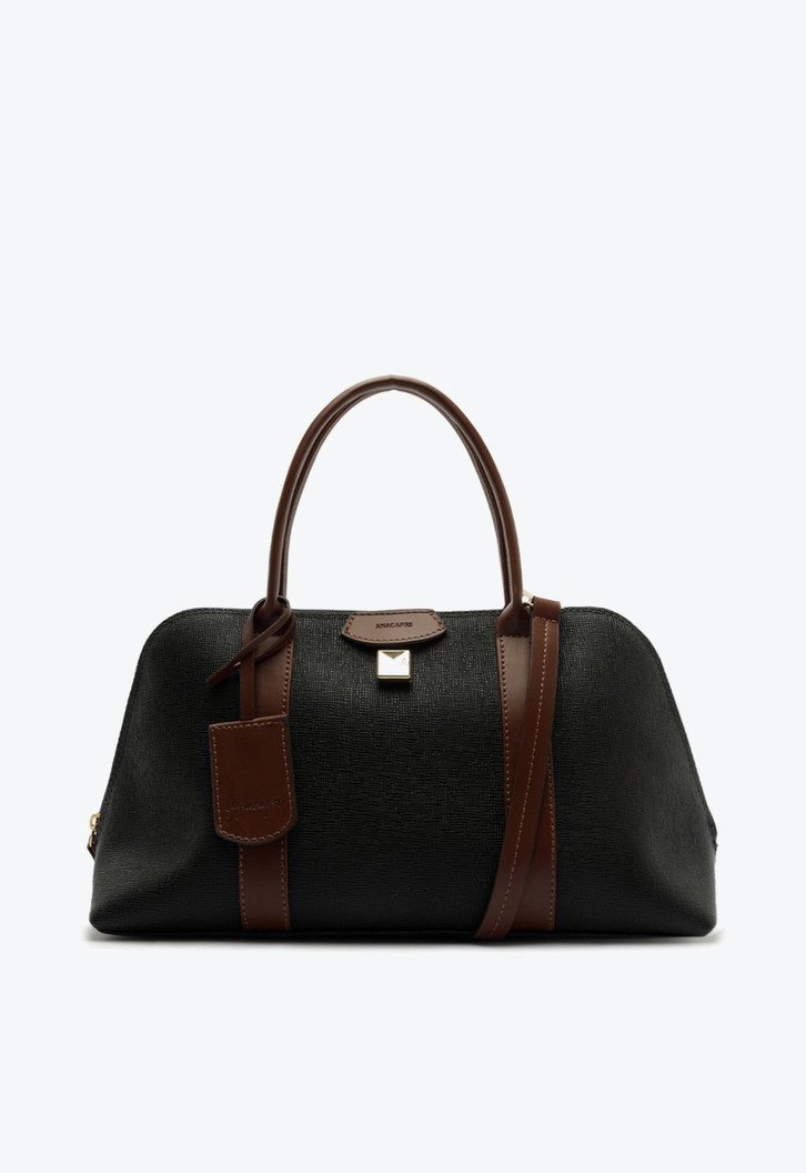 Bolsa Tote com Detalhe de Pendente Preta